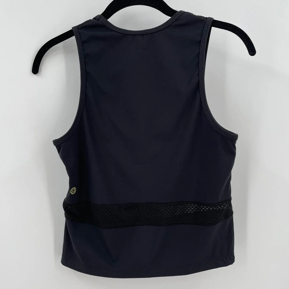 Manduka Black‎ High Neck Mesh Cropped Tank Top M Yoga Athletic Workout